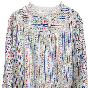 Vintage Lady Ronte Long Sleeve Flannel Floral Lace Prairie Nightgown Large NWOT